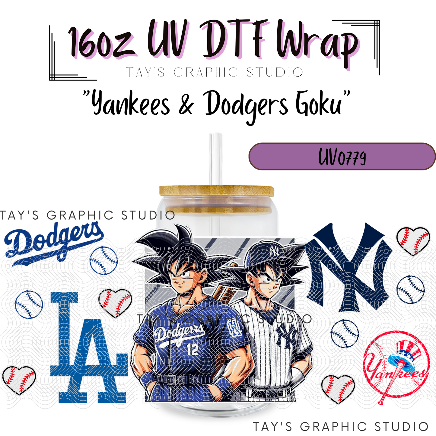 Exclusive - Yankees and Dodgers Goku 16oz UV DTF Wrap - MTO0779