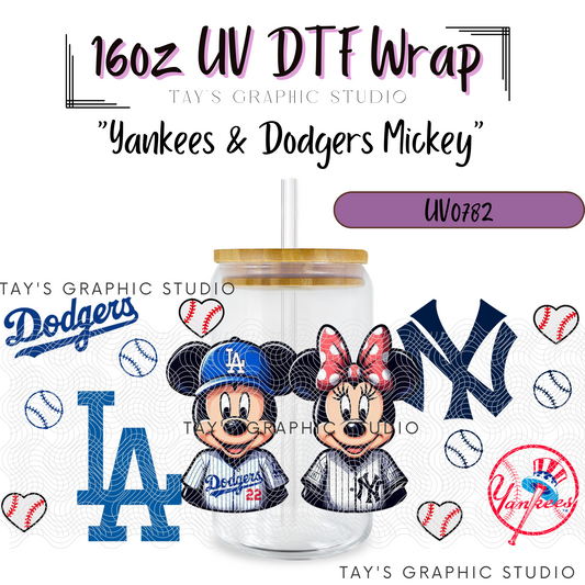 Exclusive - Yankees and Dodgers Mickey 16oz UV DTF Wrap - MTO0782