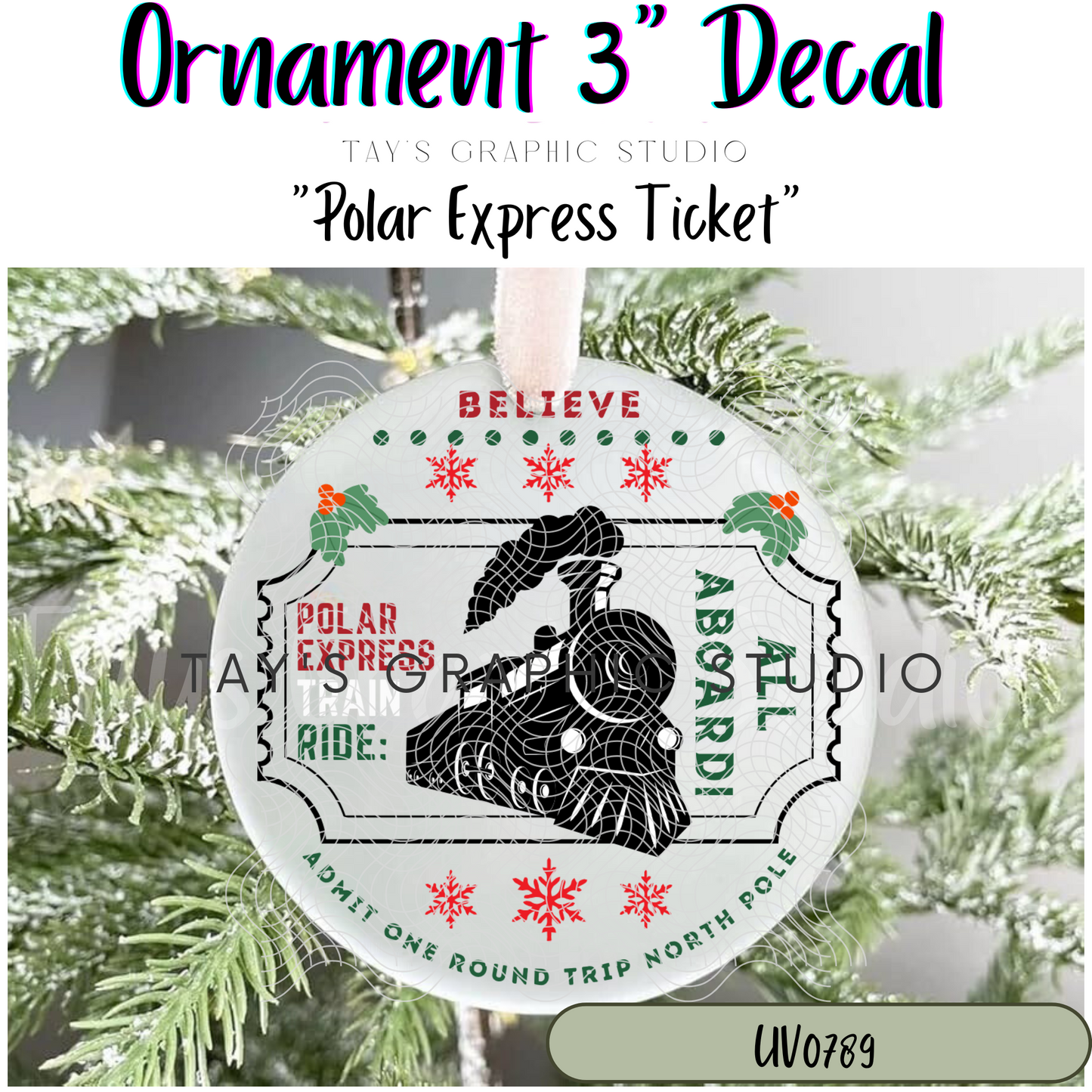 Exclusive - Polar Express Ticket Ornament Decal - MTO0789