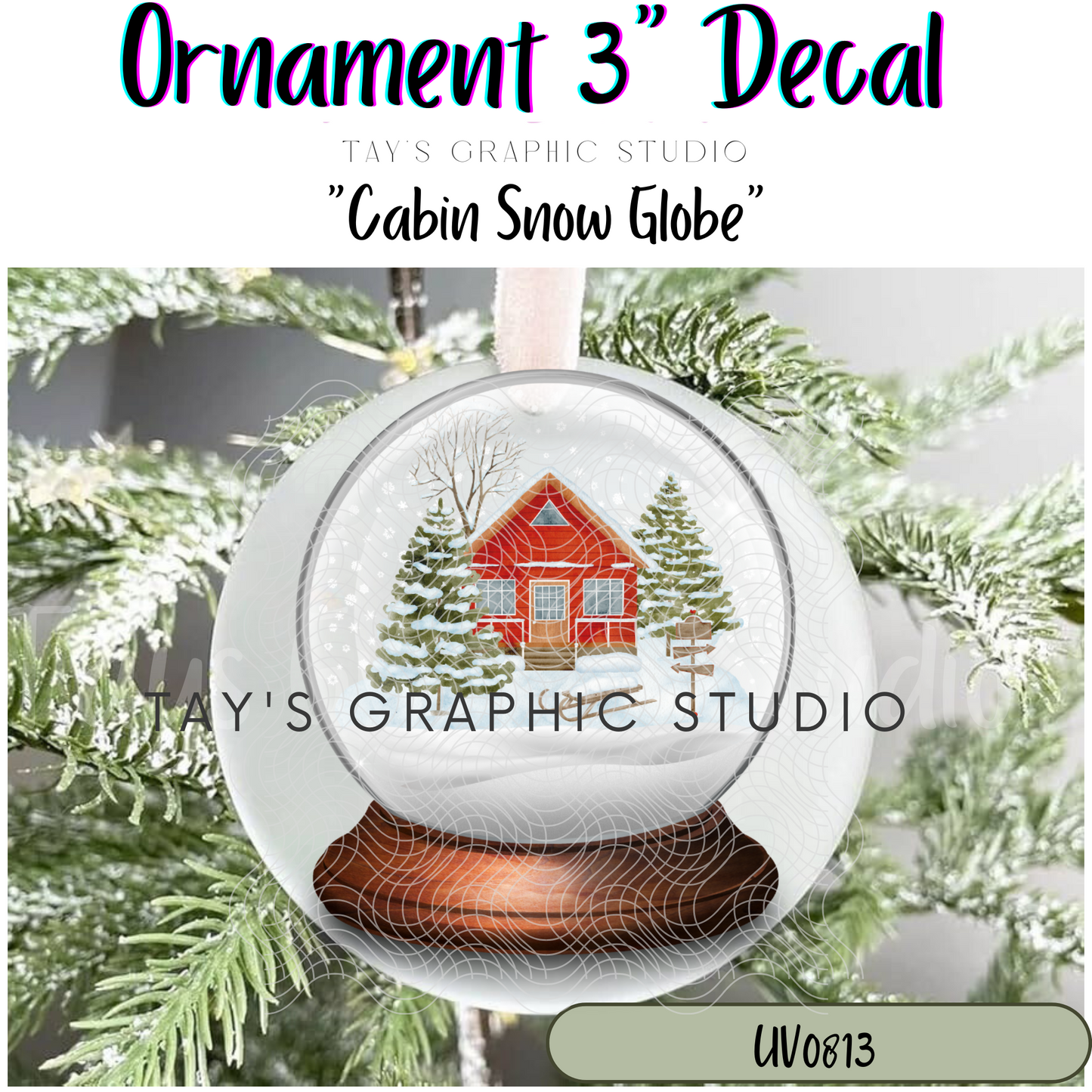 Exclusive - Cabin Snow Globe Ornament Decal - MTO0813