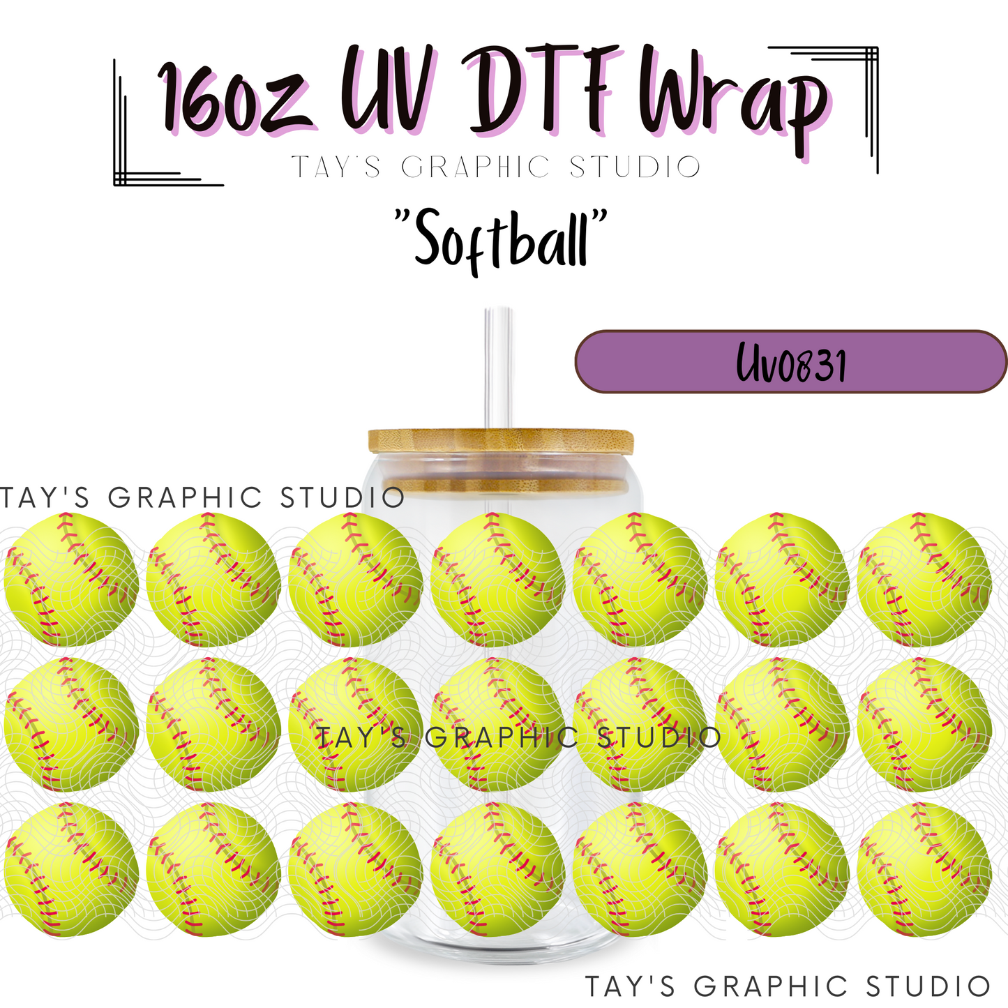 Exclusive - Softball Ball UV DTF Wrap - MTO0831