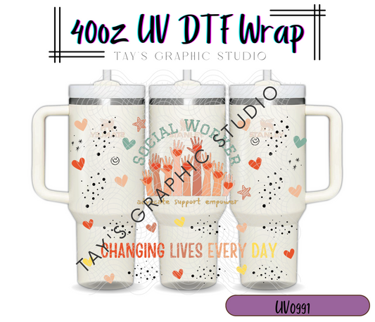 Exclusive - Social Worker 40oz Top & Bottom UV DTF Wrap - MTO