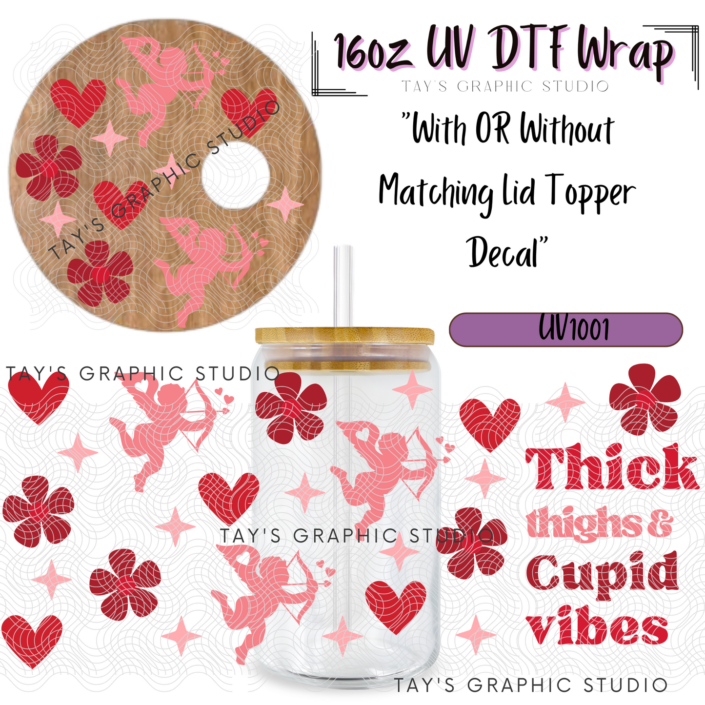 Exclusive - Thick Thigs & Cupid Vibes Valentines Wrap, With OR Without Lid Decal - MTO