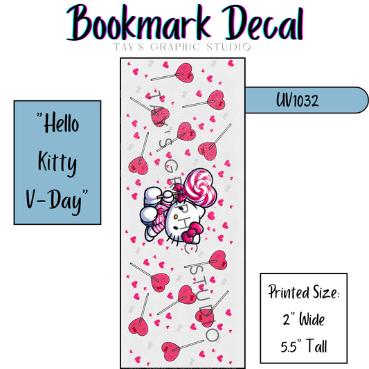 Exclusive - Hello Kitty Valentines Bookmark Decal - MTO