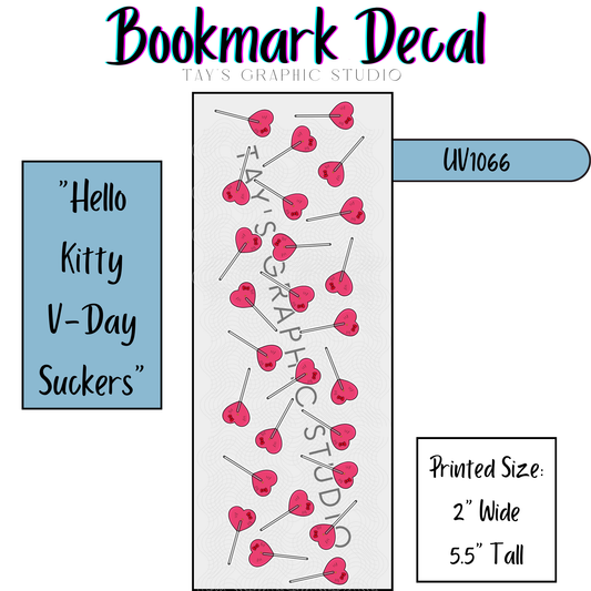 Exclusive - Hello Kitty Valentines Sucker Bookmark Decal - MTO