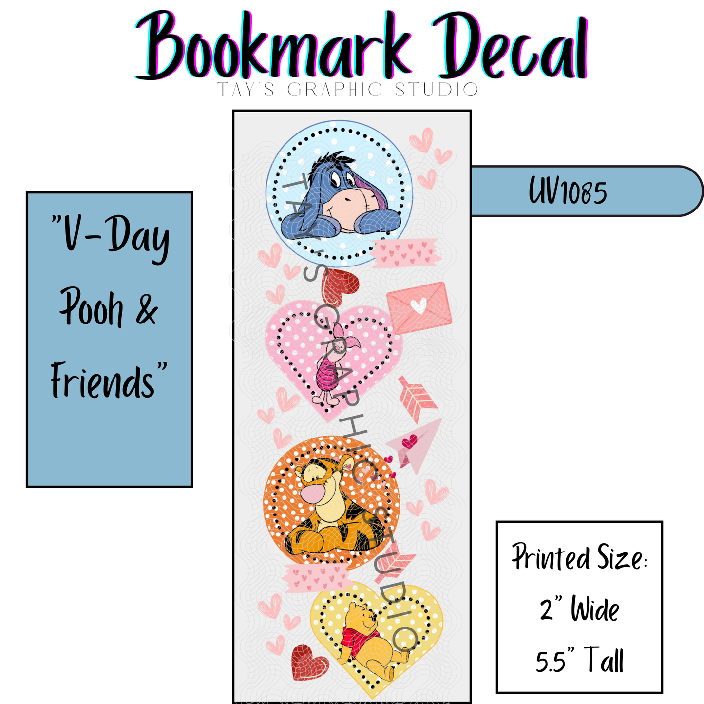 Exclusive - Pooh & Friends V-Day Bookmark Decal - MTO