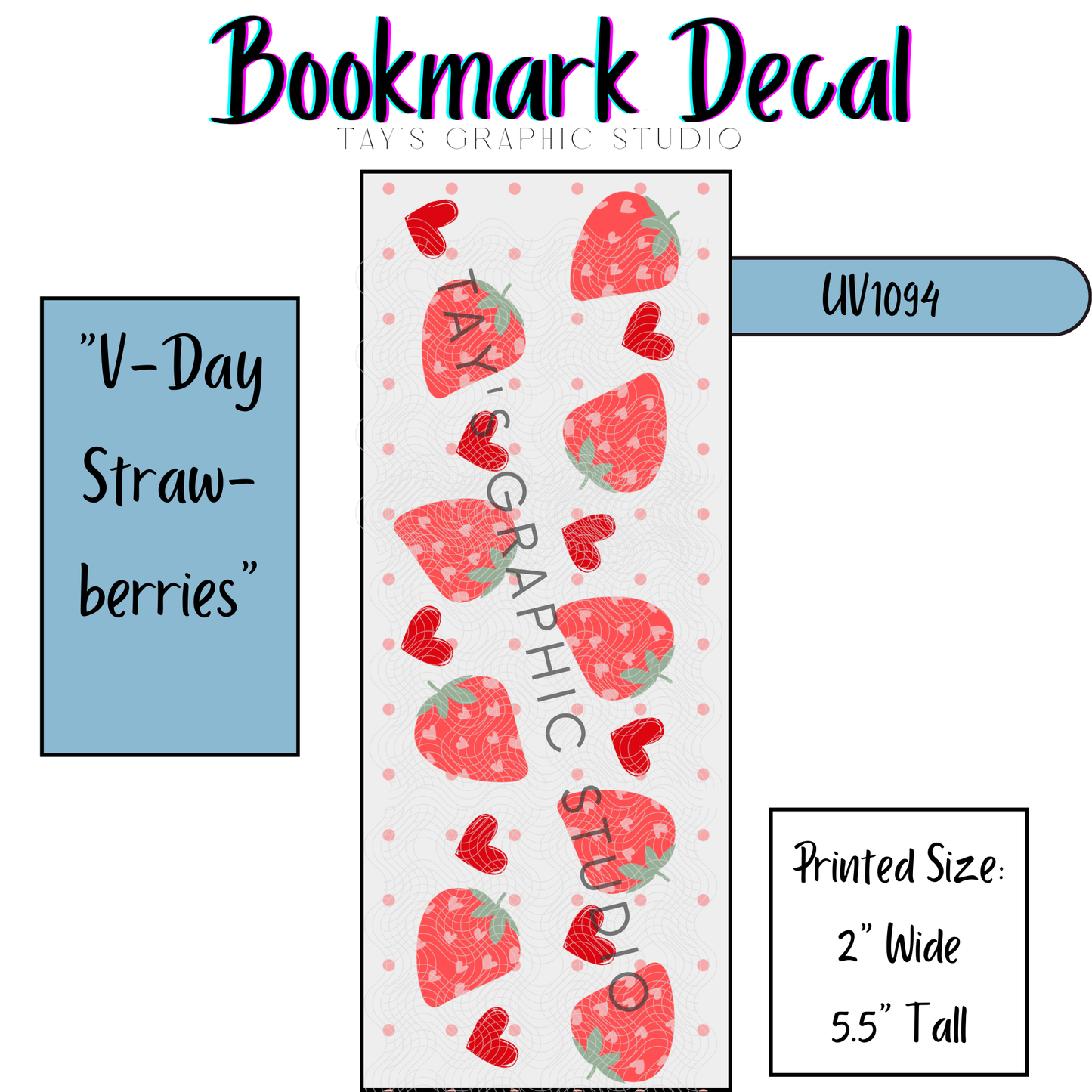 Exclusive - Valentines Strawberry Bookmark Decal - MTO