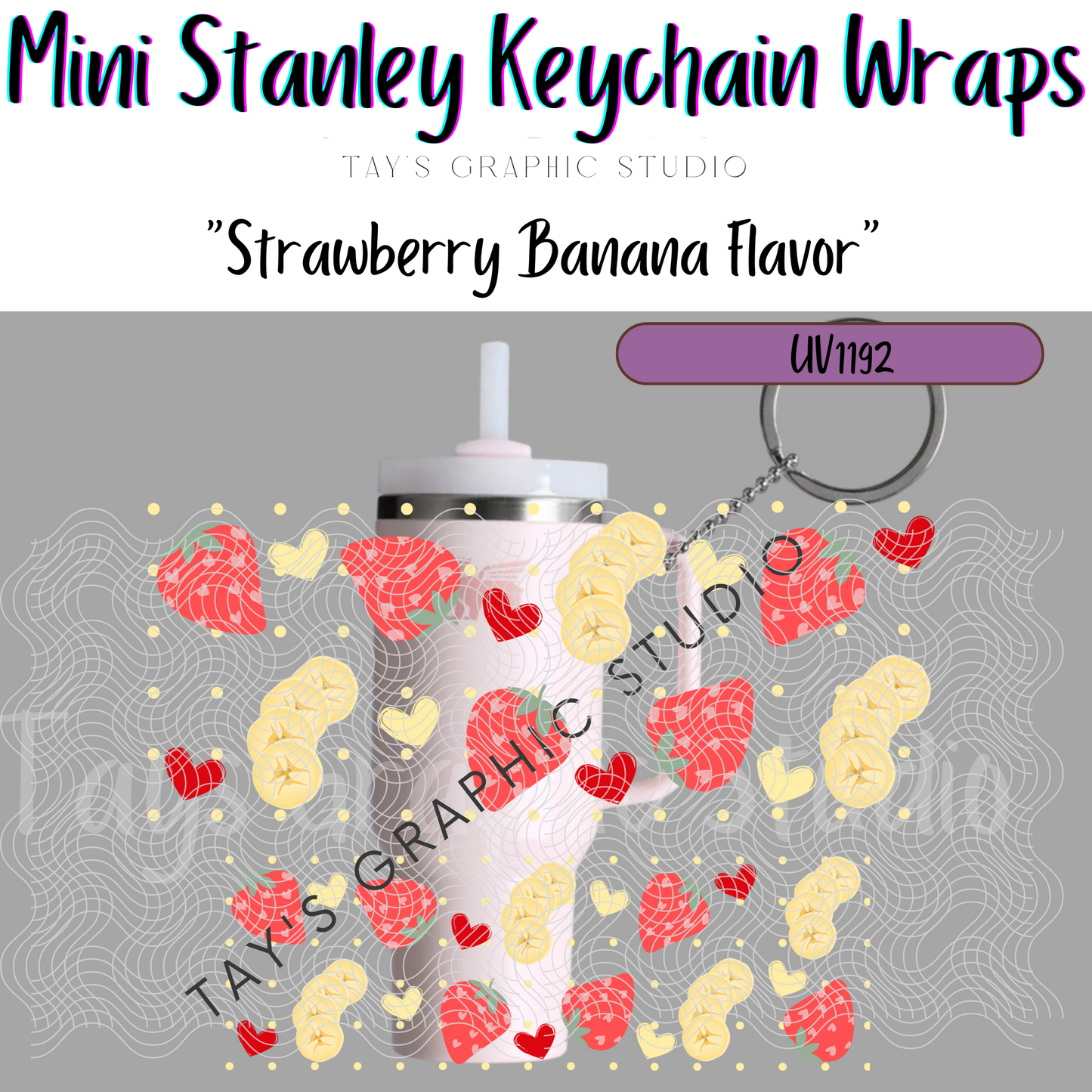 Exclusive - Strawberry Banana Flavor Minnie Stanley Key Chain Wrap - MTO