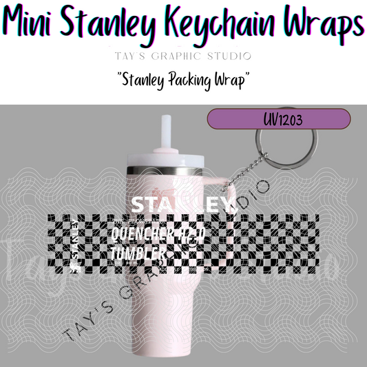 Exclusive - Black Checkered Mini Stanley Keychain Wrap - MTO