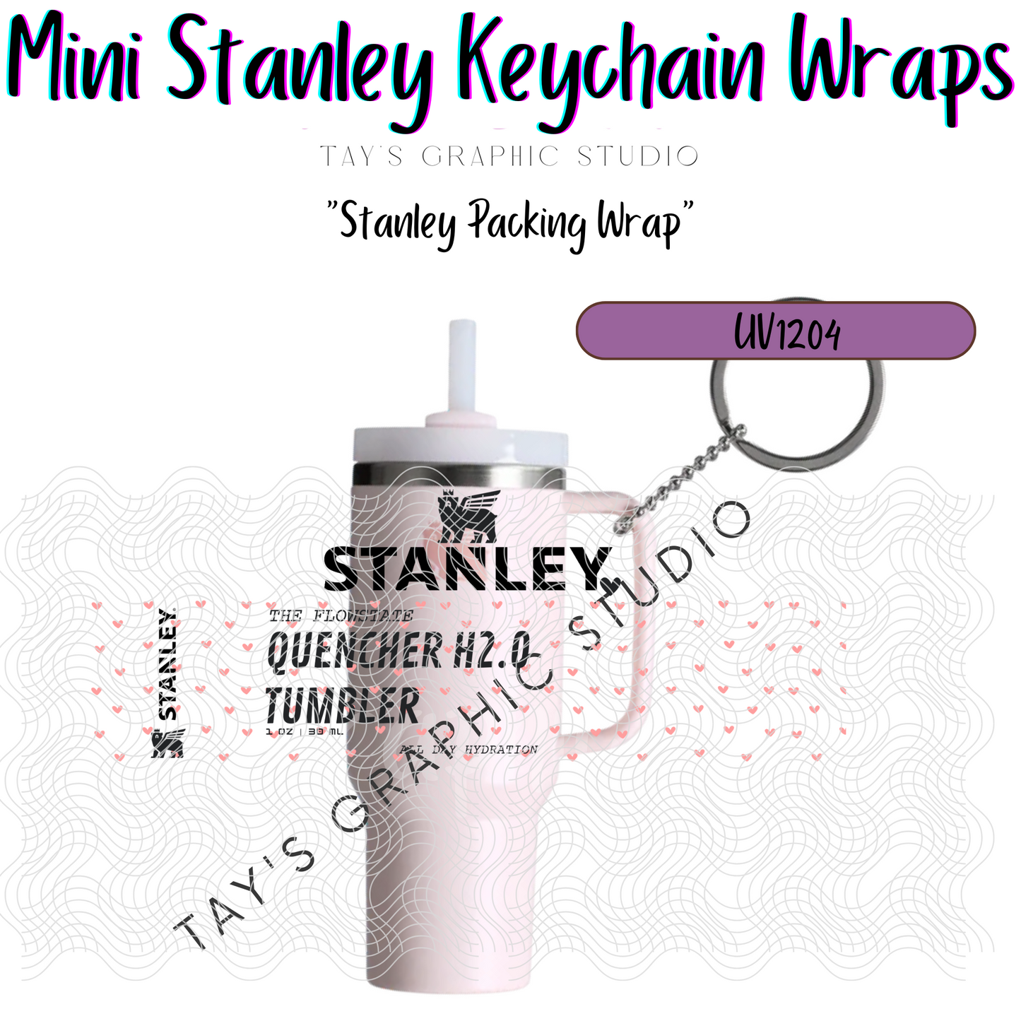 Exclusive - 2 COLOR OPTIONS - Tiny Valentines Heart Mini Stanley Keychain Wrap - MTO