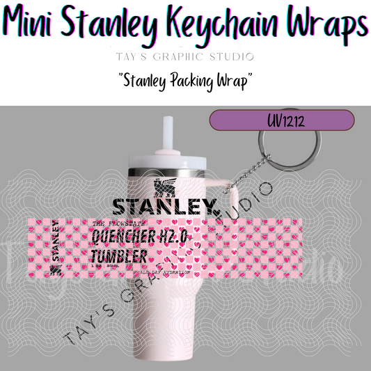 Exclusive - Checkered Heart Valentines Mini Stanley Keychain Wrap - MTO