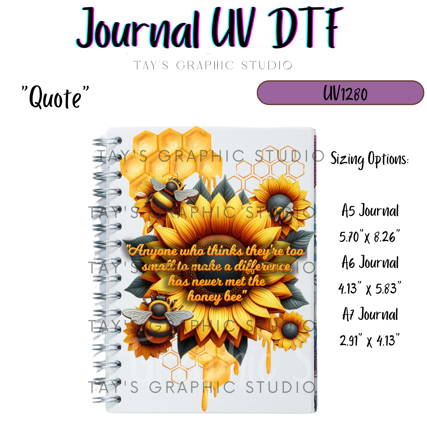 Exclusive - Bumble Bee Quote Journal Wrap A5, A6, A7 UV DTF Journal Wrap - MTO