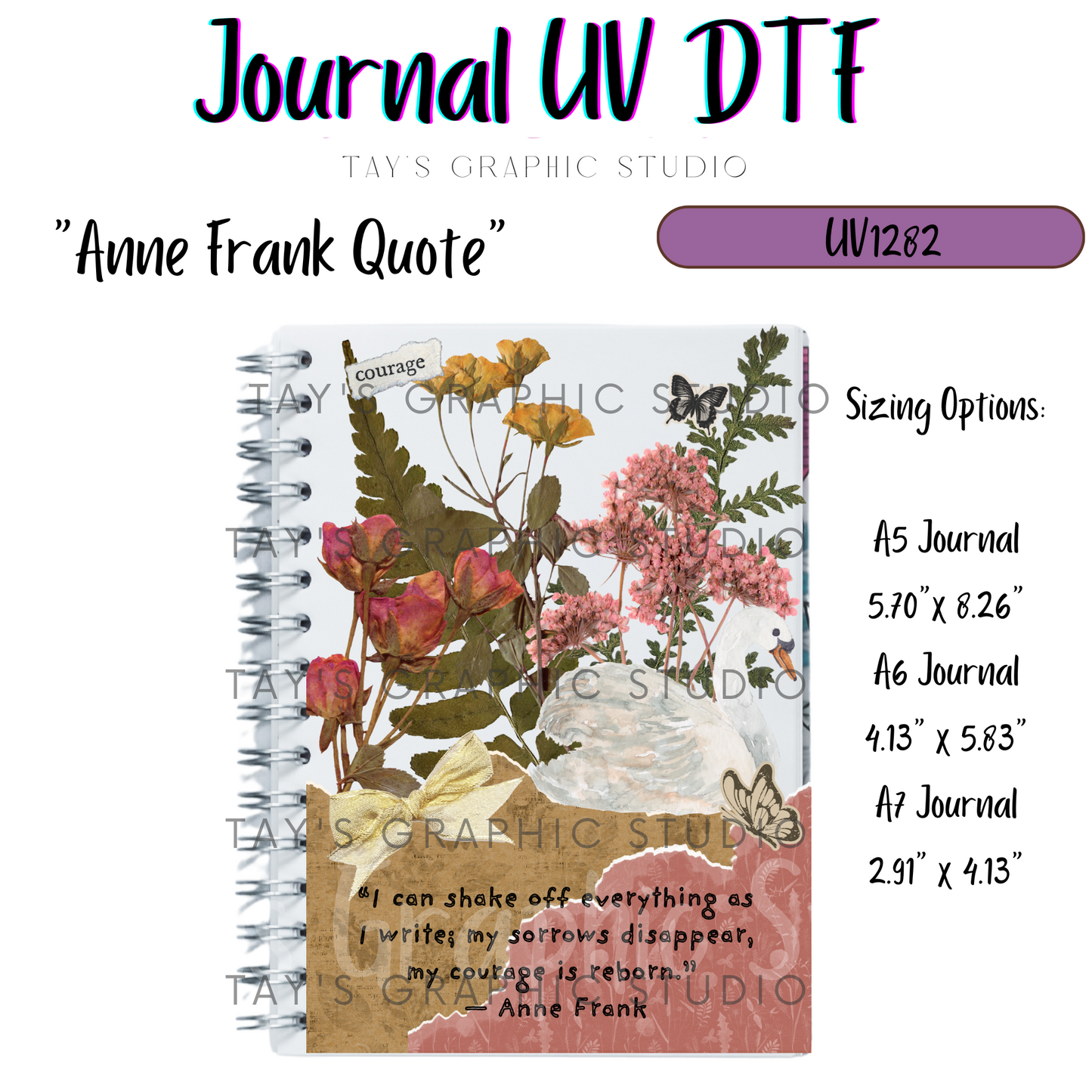 Exclusive - Anne Frank Quote UV DTF Journal Cover A5, A6, A7 Sizing - MTO