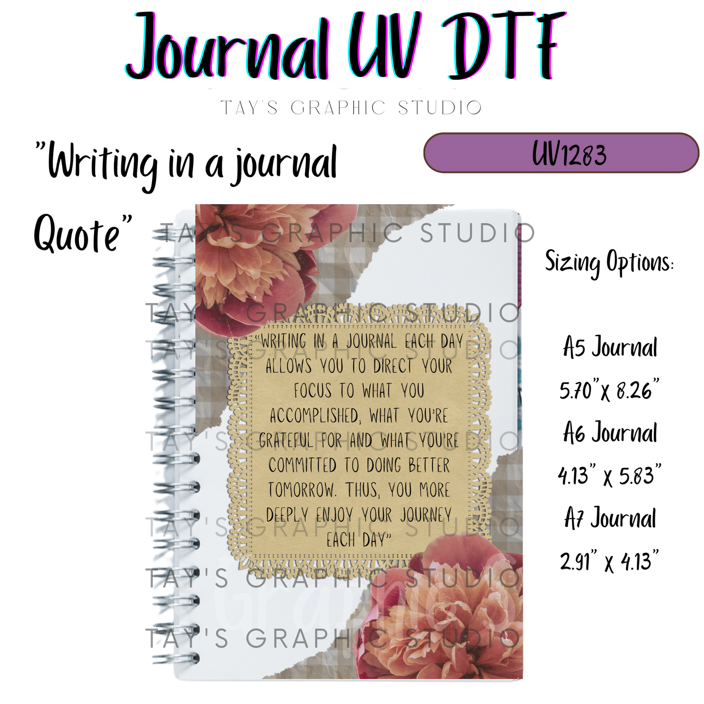 Exclusive - Writing in a Journal Quote UV DTF A5, A6, A7 Wrap - MTO