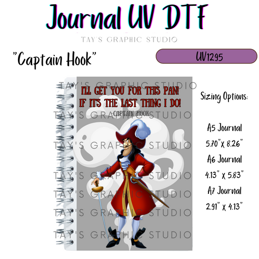 Exclusive - Disney Villain Captain Hook Journal UV DTF Cover - A5, A6, A7 - MTO