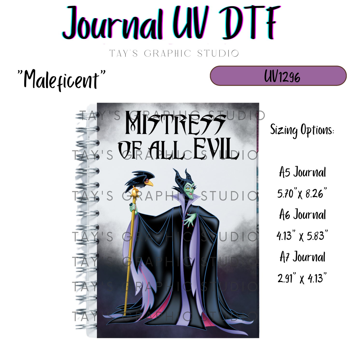 Exclusive - Maleficent Journal Cover - A5, A6, A7 UV DTF - MTO