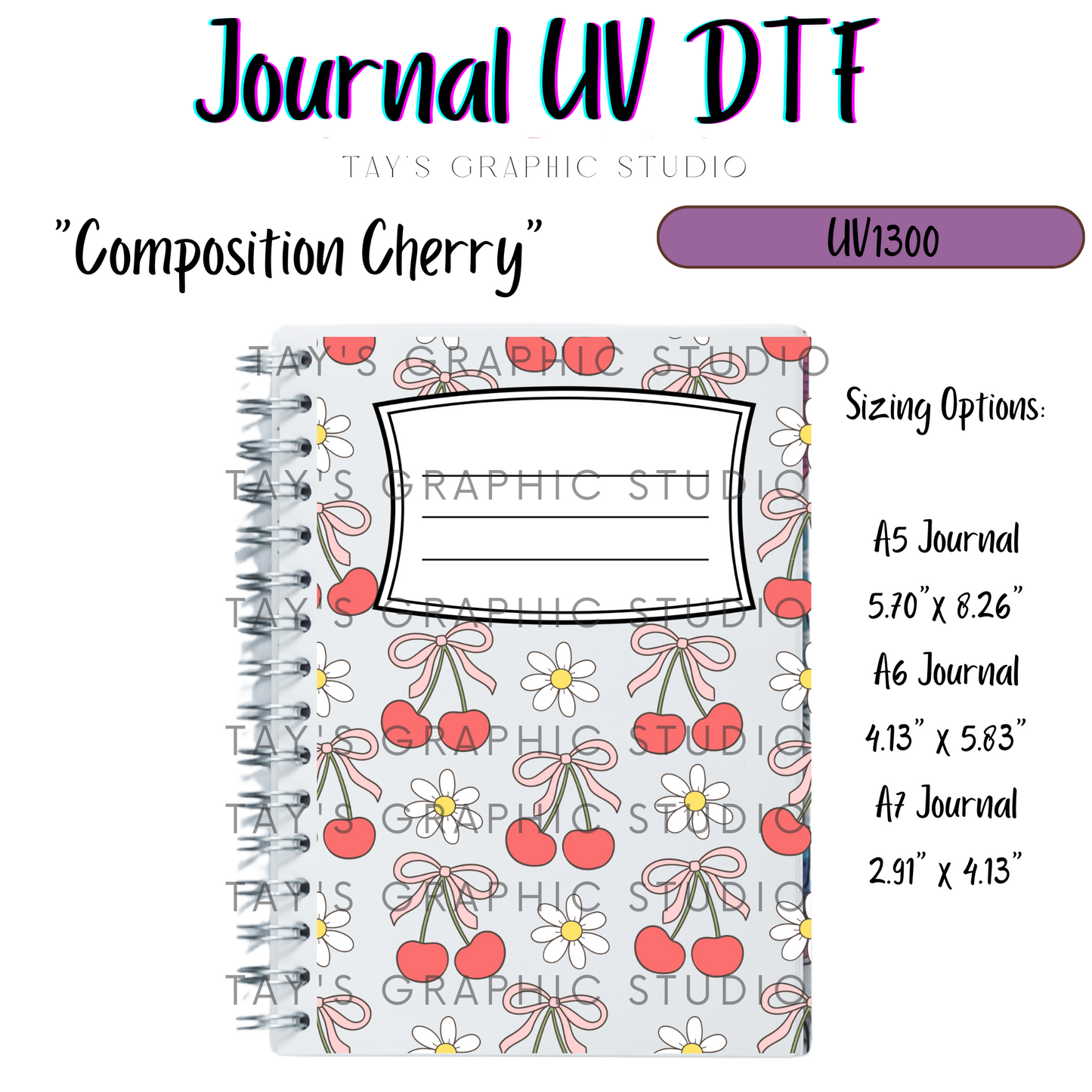 Exclusive - Composition Cherry Journal UV DTF Wrap - A5, A6, A7 - MTO