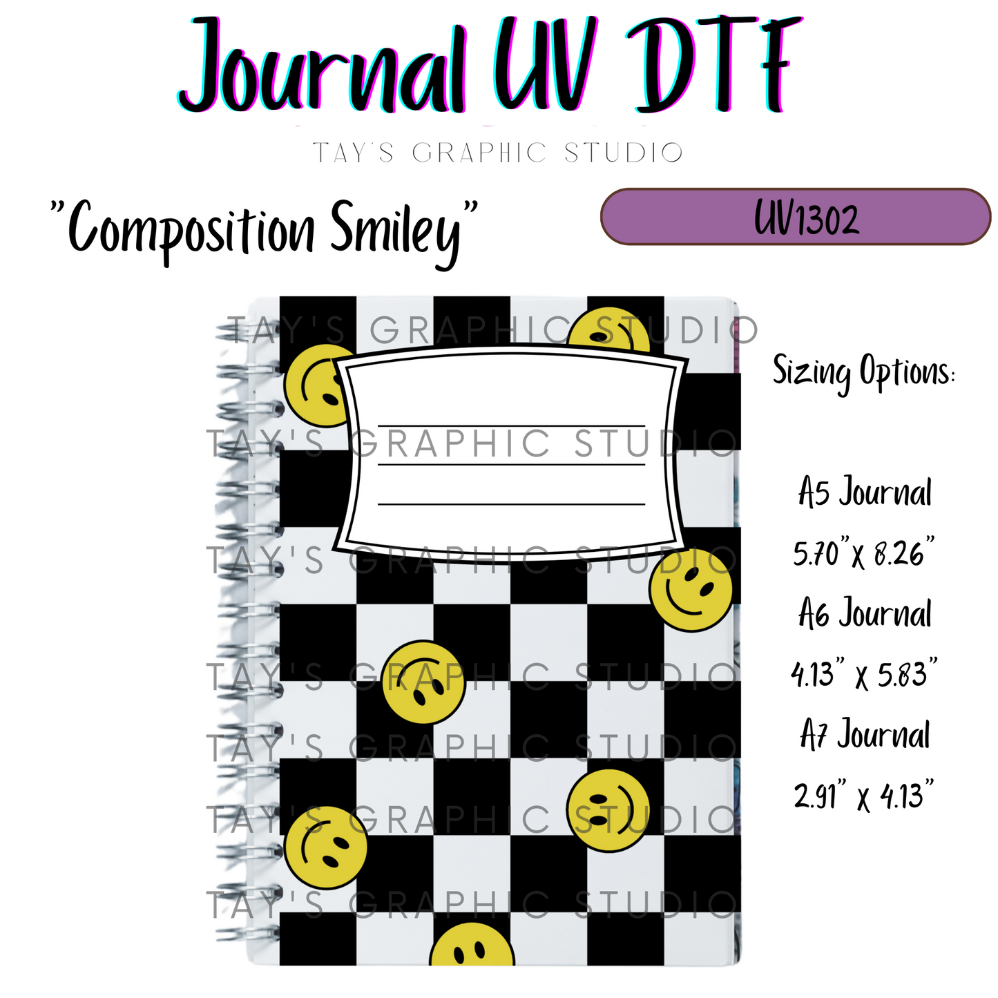 Exclusive - Composition Smiley Journal UV DTF Cover A5, A6, A7 - MTO