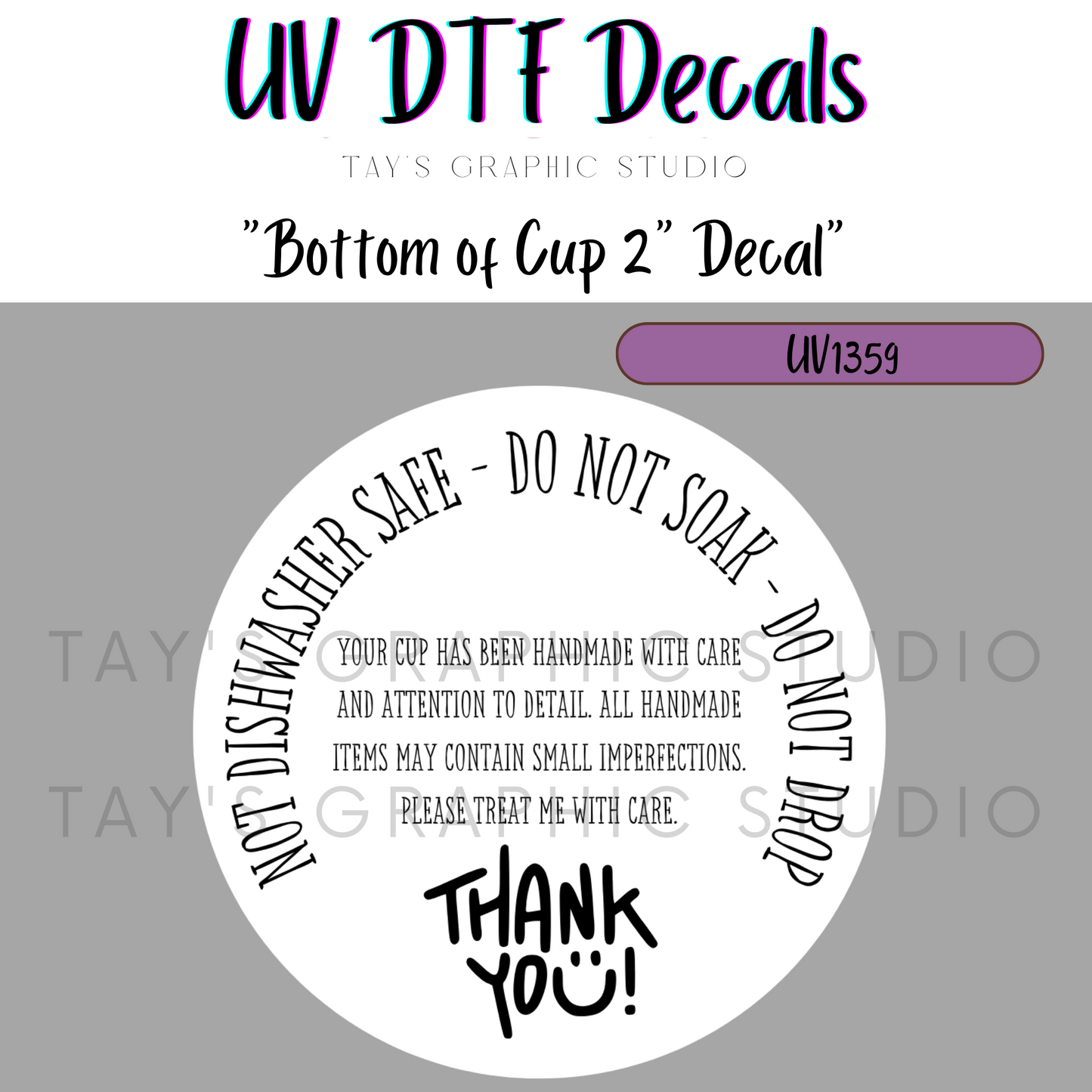 Exclusive - Bottom of Cup Instruction Care Decal - MTO