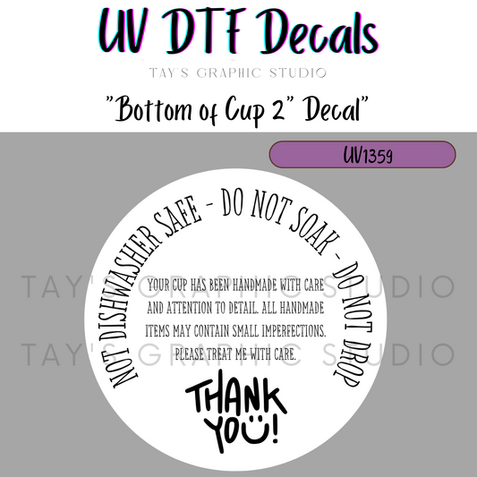 Exclusive - Bottom of Cup Instruction Care Decal - MTO