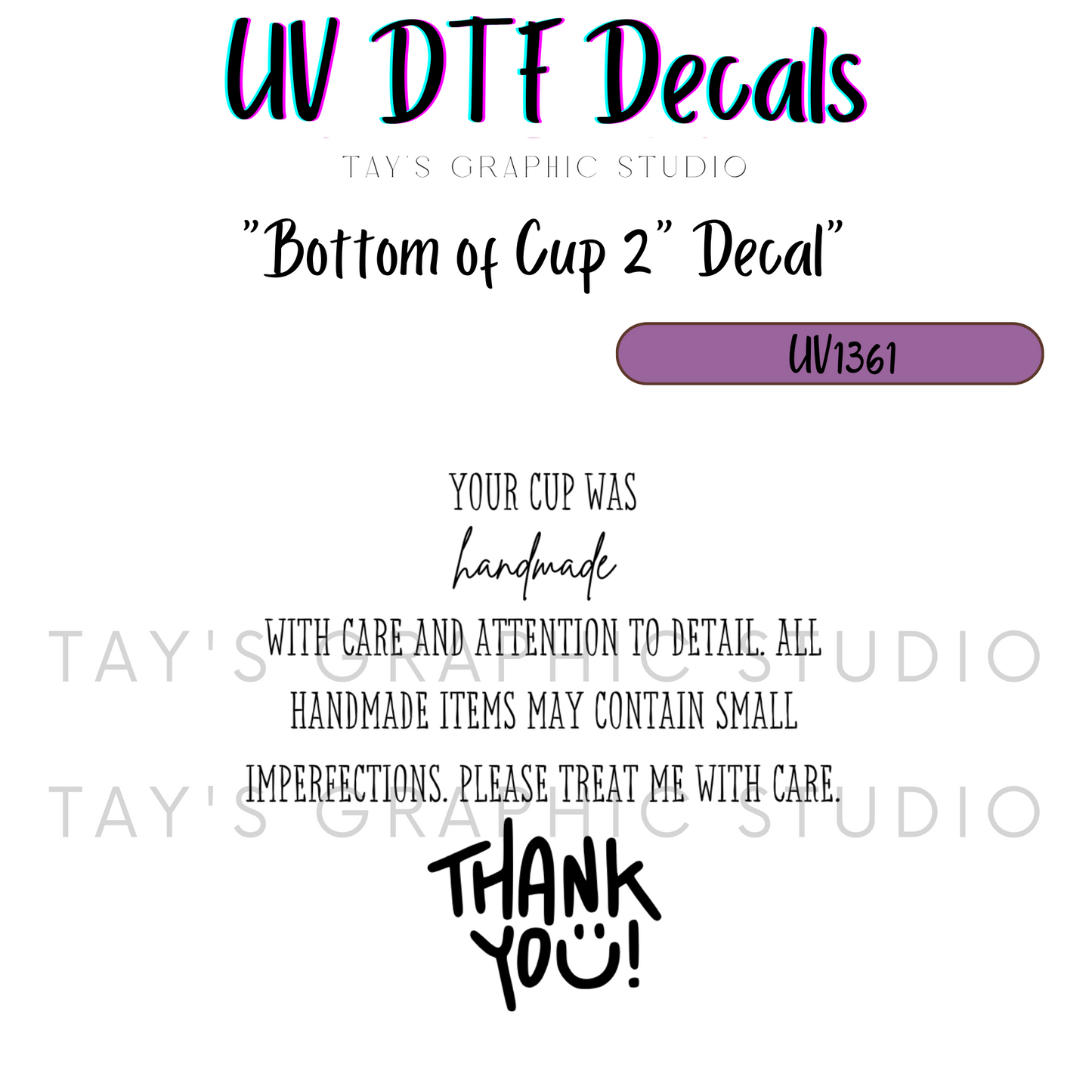 Exclusive - Bottom of Cup Instructions Decal - MTO