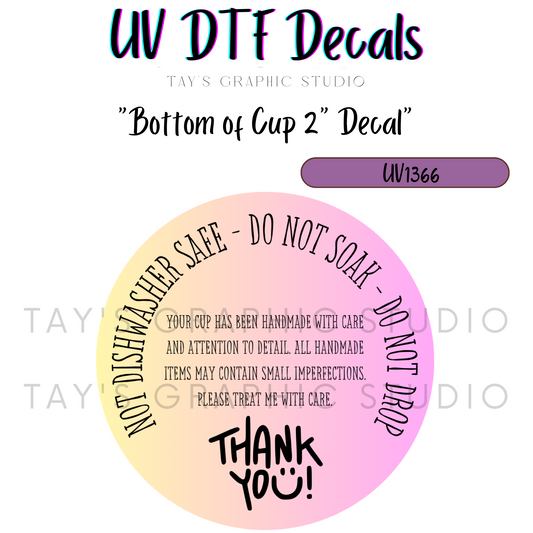 Exclusive - Bottom of Cup Instructions Decal - MTO