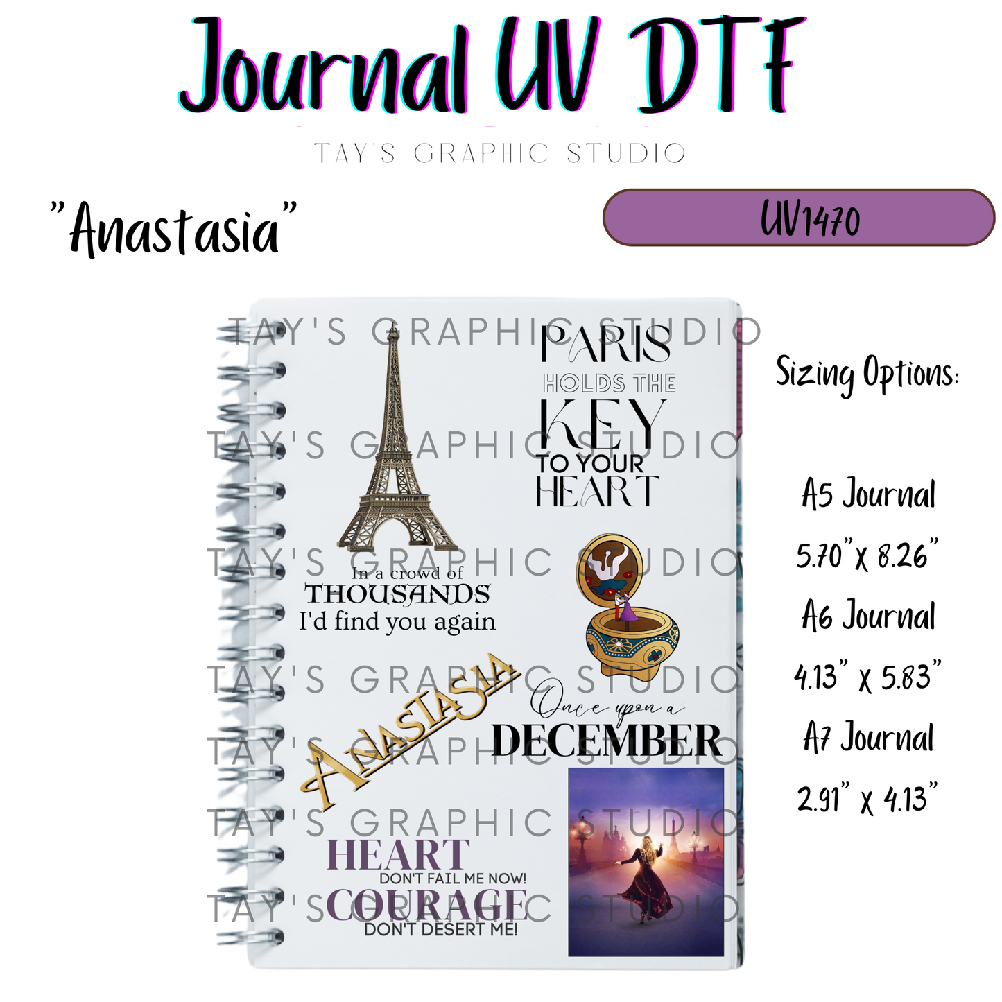 Exclusive - Anastasia Journal Cover Wrap - Size Options A5, A6, A7 - MTO