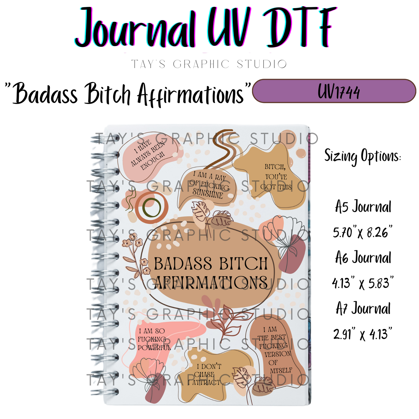 Exclusive - Badass Bitch Affirmations Journal A5, A6, A7 Cover Wrap - MTO