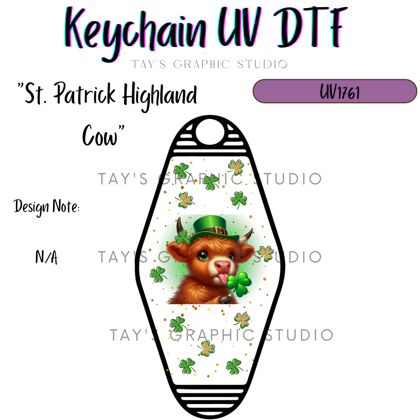 Exclusive - St. Patrick's Highland Cow Motel Keychain Decal - MTO