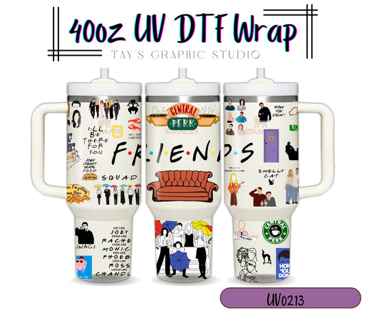 Exclusive - Friends 40oz UV DTF wrap top and bottom - Physical item