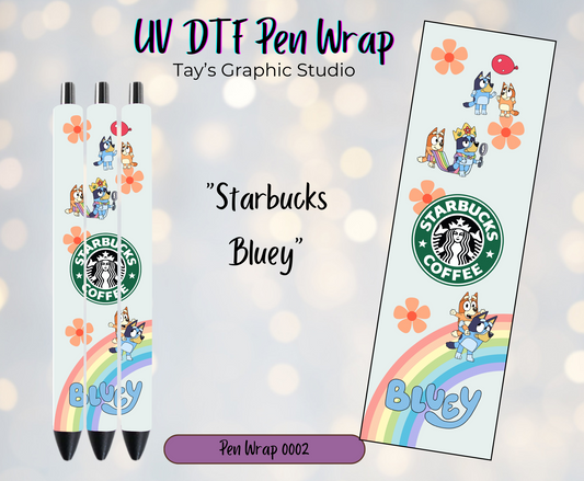 Starbucks Bluey UV DTF Pen Wrap - MTO 0002