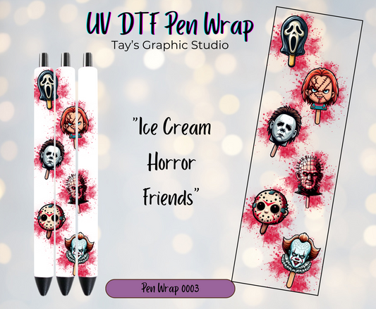 Exclusive -Ice Cream Horror Friends UV DTF Pen Wrap - MTO 0003